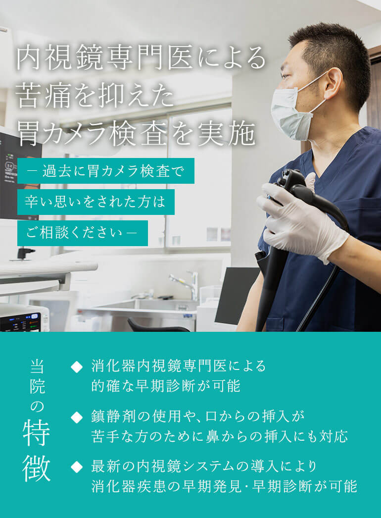 内視鏡専門医による痛くない・苦しくない胃カメラ検査を実施